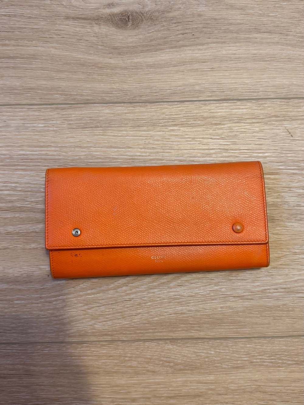 Celine Phoebe Philo Orange Leather Long Wallet - Picture 1 of 2